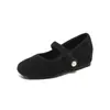 211A-10 Sapatos para Aumentar a Altura para Mulheres Baixas, Estilo Retro para Noite, Sapatos Mary Jane com Tiras, Sapatos de Lã