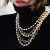 Collar de Perlas de Múltiples Capas con Cuentas de Vidrio Medieval, Cadena para Clavícula Estilo Palacio Retro, Joyería Exquisita y Versátil para Mujeres, Gama Alta