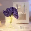 Lâmpada de Flor Rosa Famosa na Internet com Luz de Cristal e Base de Madeira Maciça, Dia dos Namorados, Festival Qixi, Decoração de Aniversário, Presente de Feriado