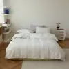 Conjunto de Quatro Peças Jacquard Tingido em Fio Enrugado Lavado de Algodão de Alta Qualidade Linhas de Algodão Puro Amigo da Pele Lençóis de Cama e Capas de Colchão Roupa de Cama