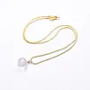 Collar con Colgante de Bola de Cristal Rosa de Té Natural Morado y Blanco Transfronterizo Collar de Bola de Cristal Arcoíris de Azeztulita Blanca Incrustado para Mujer Venta al por Mayor
