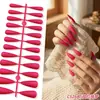 Puntas de Uñas Europeas y Americanas de Moda de Gama Alta Mate de Punta Larga, Colección de Color Sólido, Piezas para Uñas, 24 Piezas