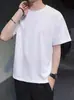 Recomendación en Vivo: Camiseta de Manga Corta de Algodón Puro de Peso Pesado para Hombre, Cuello Redondo, Corte Holgado, Top de Color Sólido, Camiseta Básica, Nuevo Modelo Verano 2025