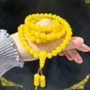 Pulseira de Contas de Vidro Estilo Étnico com 108 Peças, Unissex, Joia em Forma de Gota Laranja-Vermelha de 8mm