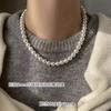 Colar Shijiaao Branco com Fecho Magnético e Pérola Redonda para Mulheres 2024 Novo Estilo Empilhável Corrente Elegante para o Pescoço Exquisito