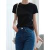 Verano Nuevo Estilo Coreano Simple Color Sólido Regular Hombro Manga Corta Camiseta, Top de Versión Pequeña Amigable con la Piel y Cómodo para Mujer