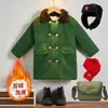 Abrigo de algodón para niños, engrosado, cálido, de invierno, de longitud media, color Verde Militar, abrigo retro para niños, abrigo acolchado de algodón para bebé, forro polar