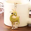 Llavero de cabra tridimensional de diamantes completos, colgante de animal con pedrería multicolor, accesorio para bolso de mujer, pequeño regalo creativo y exquisito
