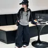 Conjunto de Sudadera con Capucha de Punto Estilo Coreano y Pantalones Casuales para Niñas de Primavera y Otoño para Niños Medianos y Grandes Estudiantes de Secundaria Ropa de Otoño Elegante y a la Moda para Niños
