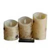 Conjunto de casca de bétula três lâmpadas de vela eletrônica LED simulação casca controle remoto parafina lâmpada artesanal explosões Amazon