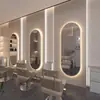 Espelho de Cabeleireiro para Uso em Salão, Espelho de Barbeiro de Chão com Luzes LED, Espelho Inteligente de Parede Iluminado de Lado Único