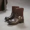 Jie Zou 2026 Outono Novo Estilo Primeira Camada Couro Bovino Fivela de Roupa de Trabalho Botas Curtas Retrô Temperamento para o Trabalho Versátil Sapatos Femininos
