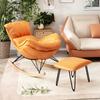 Sillón Mecedora Relleno de Plumas Sofá Perezoso de Ocio Sillón Reclinable Individual para Sala de Estar en Casa Silla Simple de Balcón para Siesta Silla Langosta Cómoda