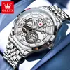 Reloj de la Marca Oris Hueco Personalizado Moda Automático Completo Mecánico Impermeable Luminoso Reloj para Hombre Reloj para Hombre