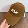 Retro Americano PARIS Bordado 3D Desgastado Sombrero de Sol Unisex Tendencia Callejera Versátil Gorra de Béisbol