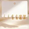 Novedades de Verano: Delicados Pendientes de Circonita Microincrustada, Juego de Tres Pares, Frescos y Dulces, Pendientes Versátiles y Elegantes con Circonita Microincrustada