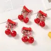 Pasador de Pelo de Cereza de Dibujos Animados Hecho a Mano Lindo Pasador para Niños Pequeño Clip de Lazo Fresco Ambiente Festivo Accesorios para el Cabello de Princesa