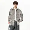 Camisa jacquard de laberinto estilo americano, nueva colección otoño 2026 para hombre, camisa casual de manga larga de corte holgado, prenda exterior versátil para otoño