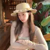 Sombrero de Pescador Estilo Ins con Flor de Camelia Modelo Nuevo para Mujer Invierno Estilo Coreano Elegante Sombrero de Ala Enrollada Boina Negra