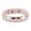 Pulseira Clássica Quadrada com Rebites de Venda Quente Transfronteiriça Personalidade Punk Couro PU Aço Inoxidável Fivela de Pressão Pulseira Pulseira