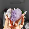 Piedra Bruta de Cristal Natural Forma de Corazón Juguete Pieza Portátil en Forma de Corazón Manualidad de Cristal Decoración del Hogar Adorno de Piedra