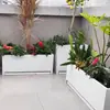 Suporte de Flores de Aço Inoxidável para Exterior Vaso de Flores Varanda Sala de Estar Vaso de Chão Pátio Calha de Flores Divisória de Cerca Caixa de Plantio Canteiro de Flores