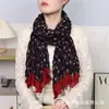 Bufanda plisada de algodón y lino estilo étnico floral, bufanda de seda arrugada retro versátil para otoño e invierno, chal largo para protección solar en viajes para mujer