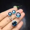 Amazon Comercio Exterior Azul Rojo Amarillo Verde Morado Blanco Piedra Preciosa Zirconia Conjunto de Collar Anillo Pendientes para Mujer