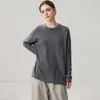 Elegante suéter de cachemira 35 de color liso y cuello redondo, nueva colección otoño 2026, capa base para mujer corta por delante y larga por detrás, versátil y cálido