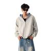 Sudadera Cardigan de Cuadros Retro de Nicho con Cremallera Contrastante para Hombres y Mujeres con Capucha Casual de Corte Limpio Chaqueta Corta de Moda
