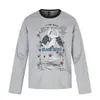 Camiseta Retro Americana com Estampa de Figura, Gola Careca, Manga Longa, para Homens e Mulheres, Design de Outono, Solta, Casual, Versátil, Top Tendência