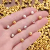 Contas de Transferência Olho de Gato em Cobre Escovado, Contas Redondas Facetadas, Contas Espaçadoras para Pulseira DIY Feita à Mão, Acessórios para Joias Atacado