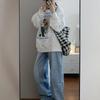 Sudaderas de cuello redondo estilo Harajuku coreano para mujer unisex hip-hop estudiante de longitud media sin capucha ropa top estampado tendencia