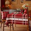 Mantel Navideño Impermeable y a Prueba de Aceite Sin Lavar Anti-Quemaduras Esterilla de Mesa Roja Festiva Ambiente de Foto Navideña Cubierta para Mesa de Café
