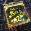 Placa de desenho acrílica transparente apagável DIY transfronteiriça com luz LED, quadro de mensagens, quadro de escrita, brinquedo de desenho