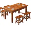 Parrilla de carbón de madera maciza engrosada, mesa de comida rápida, mesa de refrigerios, mesa de barbacoa de olla caliente para restaurante, combinación de mesa y silla, venta directa de fábrica