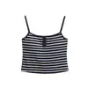 Traje Rayado Sexy Caliente de Chica Europea y Americana Moda Versátil Camisola Corta Rayada + Pantalones de Pierna Ancha de Cintura Alta Pantalones Largos