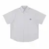 Camisa de Manga Corta Bordada con Smiley Americano para Hombres y Mujeres Verano Holgada Cuello Cubano Rayada Media Manga Camisa Chaqueta Casual