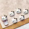 Celebridad de Internet Estampado de Leopardo Dibujo Animado de KT Cat Joyería Linda Resina Lazo Tridimensional Accesorios para Uñas DIY Pequeños Accesorios de Joyería