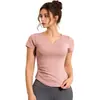 Nuevo Top de Yoga Juyitang con Cuello en V, Pliegues y Mangas Cortas, Copas Fijas a Prueba de Impactos y Top de Fitness Adelgazante