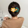 Pinza para el pelo de flor de punto de felpa de alta gama para otoño e invierno, pasador no irritante para la parte trasera de la cabeza, pinza de garra