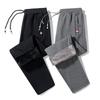 Pantalones deportivos de algodón puro nuevos de primavera y otoño para hombre, pantalones casuales, etiqueta de tres colores, cremallera, holgados, rectos, pantalones de chándal para hombre