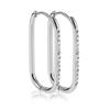 Nuevos aretes ovalados estrechos de acero de titanio líneas minimalistas estilo ins pedrería de barro blanco acero inoxidable joyería