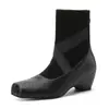 Botas femininas retro acima do joelho com aumento interno de 5CM, botas curtas emagrecedoras estilo francês para outono e inverno, versáteis para a primavera