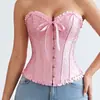 Lencería Sexy Tallas Grandes Shuang'er Encaje Jacquard Retro Corsé sin Tirantes Control de Abdomen Chaleco Hot Girl Ropa Exterior Sujetador