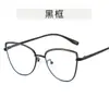 Armação de Óculos Diamante Anti Luz Azul Feminino Olho de Gato Metal Kickoff Óculos Modernos Haste de Mola Disponível para Miopia Lentes Planas