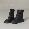 Botines plisados retro, nueva colección otoño/invierno para mujer, botas Martin de suela gruesa, botines de punta redonda con detalle de hebilla y botas de montar