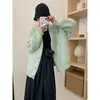 Cárdigan de punto casual color liso con cuello en V estilo coreano LEKA 2026 otoño e invierno nuevo suéter dulce y juvenil para mujer