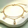 Nuevo Estilo Chino Paz y Alegría Doble Capa Apilado Transmisión en Vivo Nuevo Simple Versátil Pulsera Calabaza Sólida Colgante Pulsera