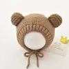 Chapéu infantil coreano outono e inverno chapéu de proteção de ouvido quente chapéu de letra moda bebê moda malha pulôver chapéu de lã